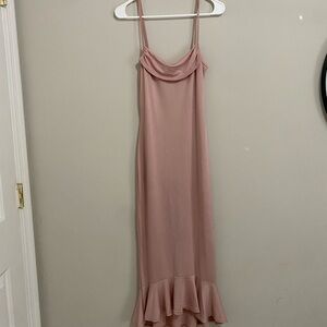 Boohoo Blush Maxi Dress with Ruffle Hem